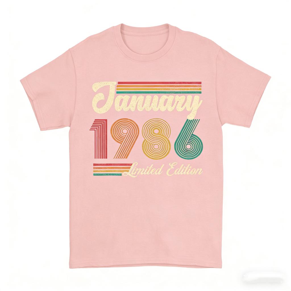 January Birthday Est 1986 Limited Edition Vintage 40th Unisex Printed TShirt Tops Commuter Allmatch Fashion Casual Shortsleev