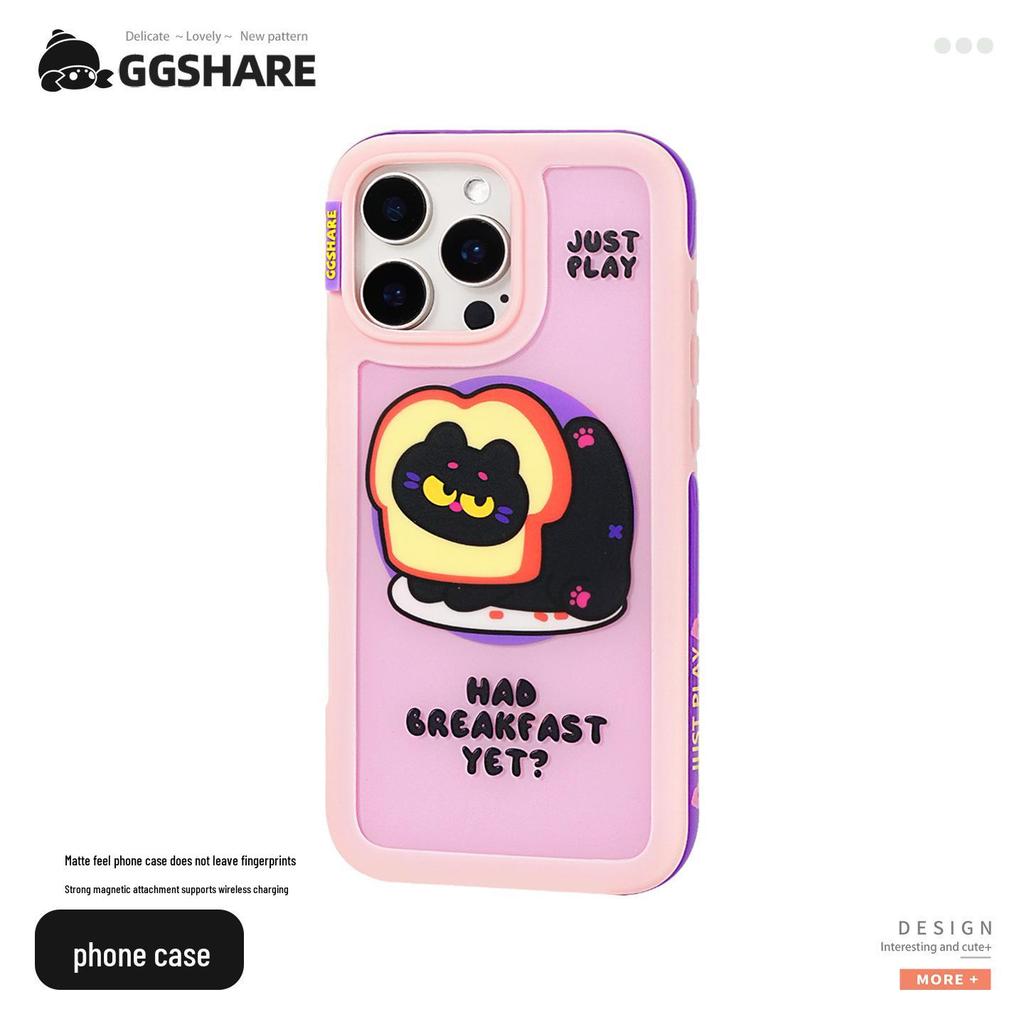 Hermit Crab Toast-Themed iPhone 16/17 Case with Stand & Anti-Lost Wrist Strap