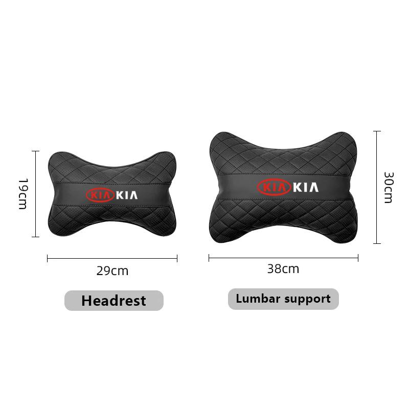 Car Seat Neck Pillow Leather Headrest Lumbar Waist Support Mat For KIA EV6 Stinger RIO Sorento Picanto Ceed Borrego Syros K4 K5