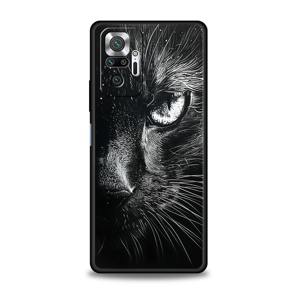 Cat Line Black Cats Phone Case For Xiaomi Redmi Note 14 13 12 10 11 Pro Plus 14C 13C 12C 10C 9C 5G Soft TPU Cover