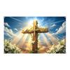 1pc Christmas Persian satin flag, Resurrection cross design, multi-purpose religious background, party, garden, room