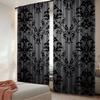 2Pcs Black Curtains Antique Victorian Style Gothic Vintage Black Floral Window Drapes Bohemian Exotic Window Curtain For Bedroom