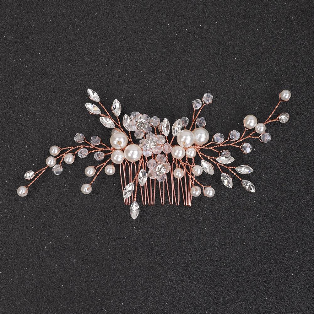 

Серебряный Розовое Золото Жемчужный Гребень для Волос Ручной Работы Свадебные Головные Украшения для Женщин Орнаменты Свадебные Аксессуары для Волос Модные Головные Уборы