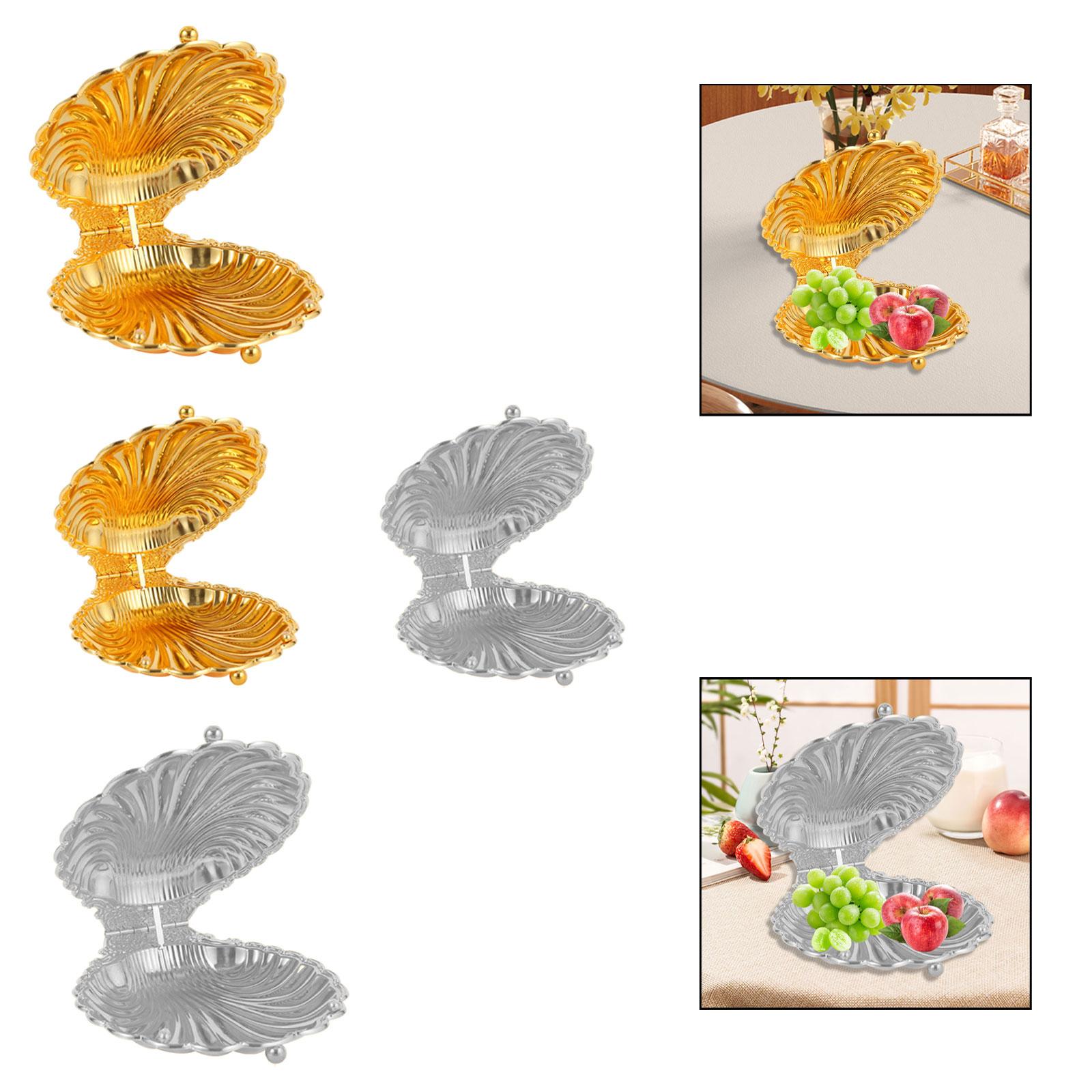 

Seashell Fruit Bowl Organizer Decoration Creative Fruit Holder Serving Dish Bread Tray for Living Room Wedding Kitchen Counter Silver S