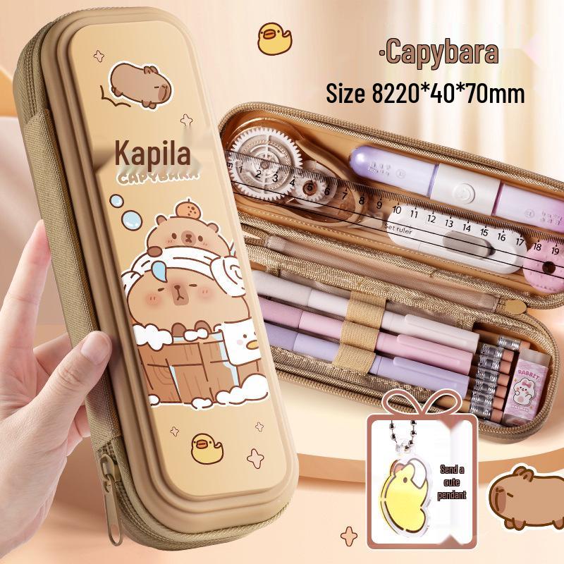 Capybara Cartoon Pencil Case - Large Capacity for First Grade Students, Boys' & Girls' Style