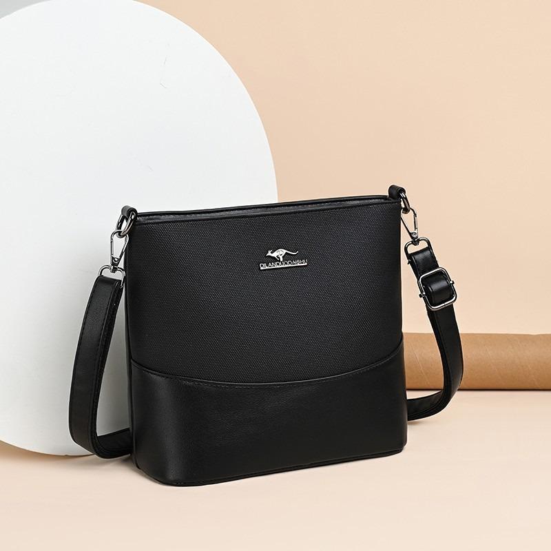 New Fashion Splicing Crossbody Bag Women's Retro Versatile Niche Shoulder Bag Portable Commuter Mobile Phone Bucket Bag