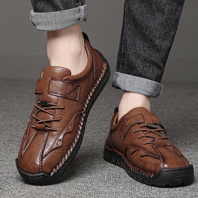 Men's Retro Casual Shoes Large Size Genuine Leather Handmade Casual Shoes Light Shoes