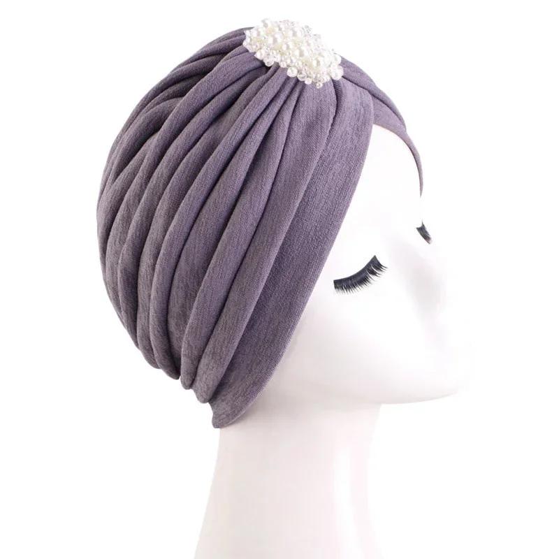 Indian Women Chemo Cap Muslim Diamonds Hijab Pleated Turban Wrap Headscarf Beanies Hair Loss Bonnet Hat Femme Turbante Mujer New
