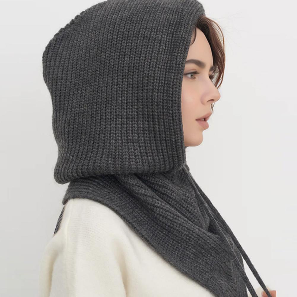 Winter Balaclava Hat Scarf for Women Warm Knitted Hooded Caps Outdoor Warm One-Piece Neck Collar Beanies Hats for Girls