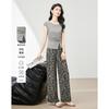 Irregular Twisted Round Neck T-shirt Wide Leg Pants Two-piece Set