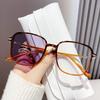 Light-Sensitive Color-Changing Myopia Glasses Women'S Large Frame Ultra-Light Plain Face Anti-Blue Light Blue Face Thin Girl Frame