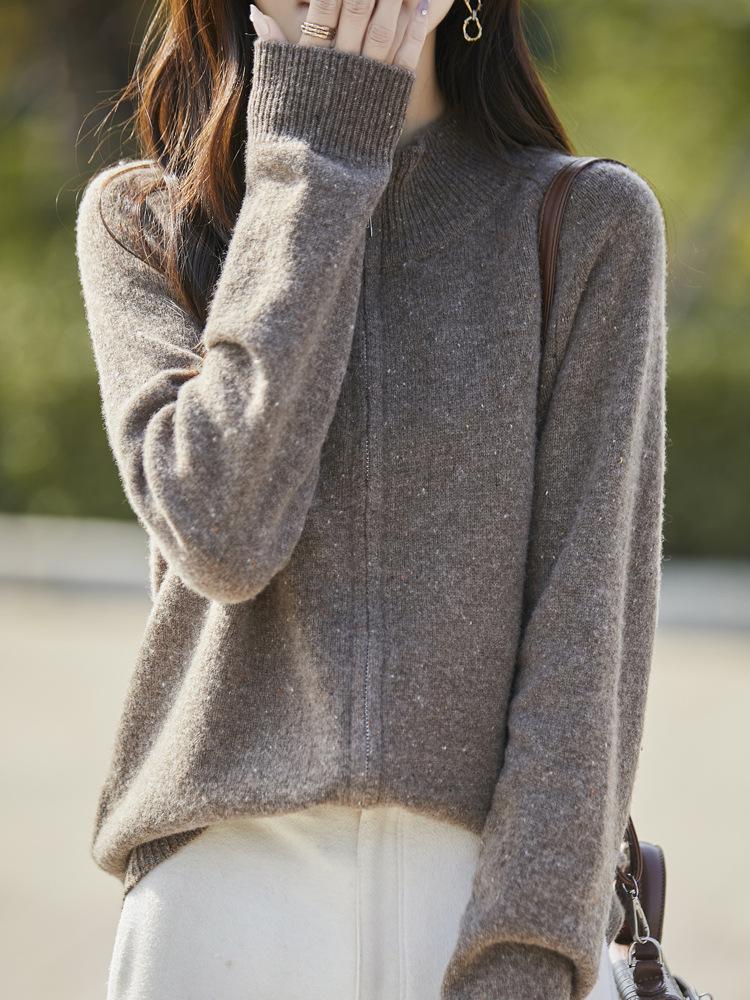 Women's Wool Polka Dot Knit Cardigan - 2025 Autumn/Winter Retro Style Loose Sweater Coat