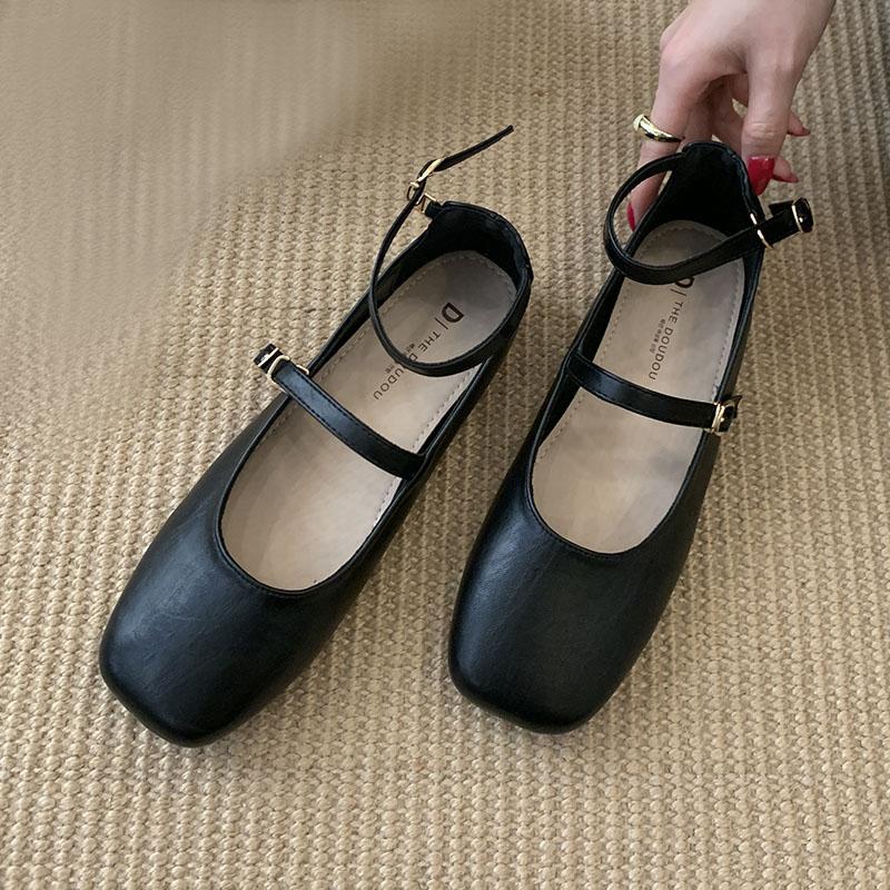 Fashion 2025 New Fashion Ankle Strap Ladies Mary Janes Flats Shoes Soft Female Square Toe Footwear Shallow Women Flats Lolita Shoes Lady