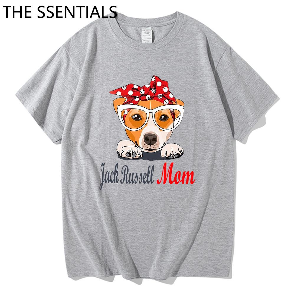 Jack Russell Terrier Mama T-Shirt Unisex Harajuku Lustige süße Hund Oma T-Shirts Unisex Cartoon Ästhetische Grafik Tägliche Baumwoll-T-Shirts