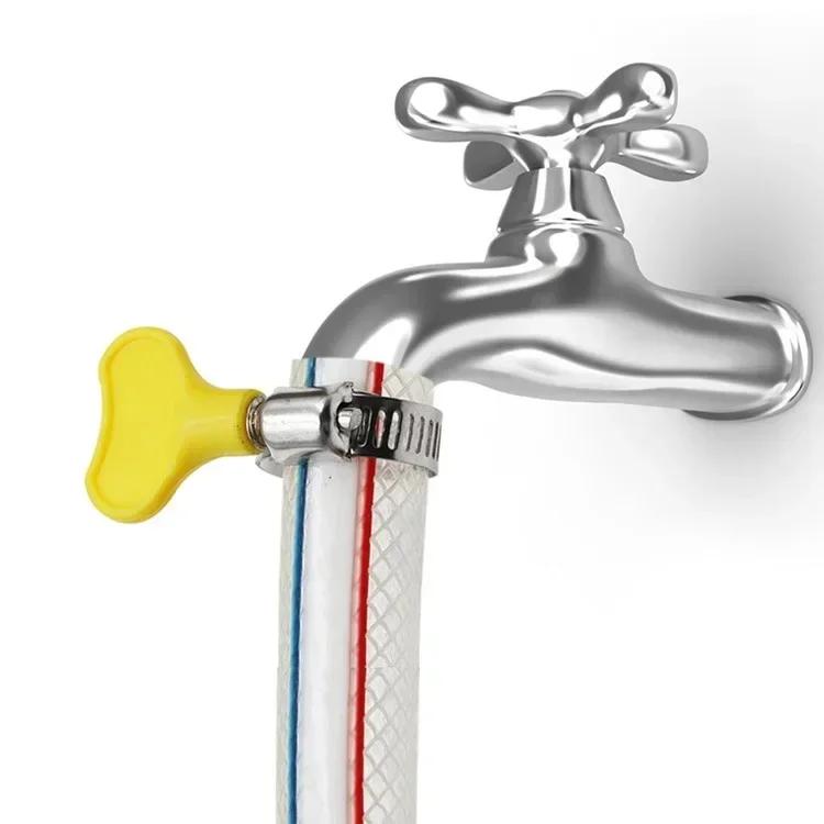10/50pcs Plastic Handle Hand Hose Clamps Versatile Worm Driving for Tube Adjustable Stainless Steel Butterfly Pipe Clamp Clips