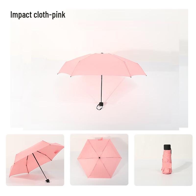 Pengbaba Portable 6-Rib 5-Fold Capsule Umbrella for Sun and Rain