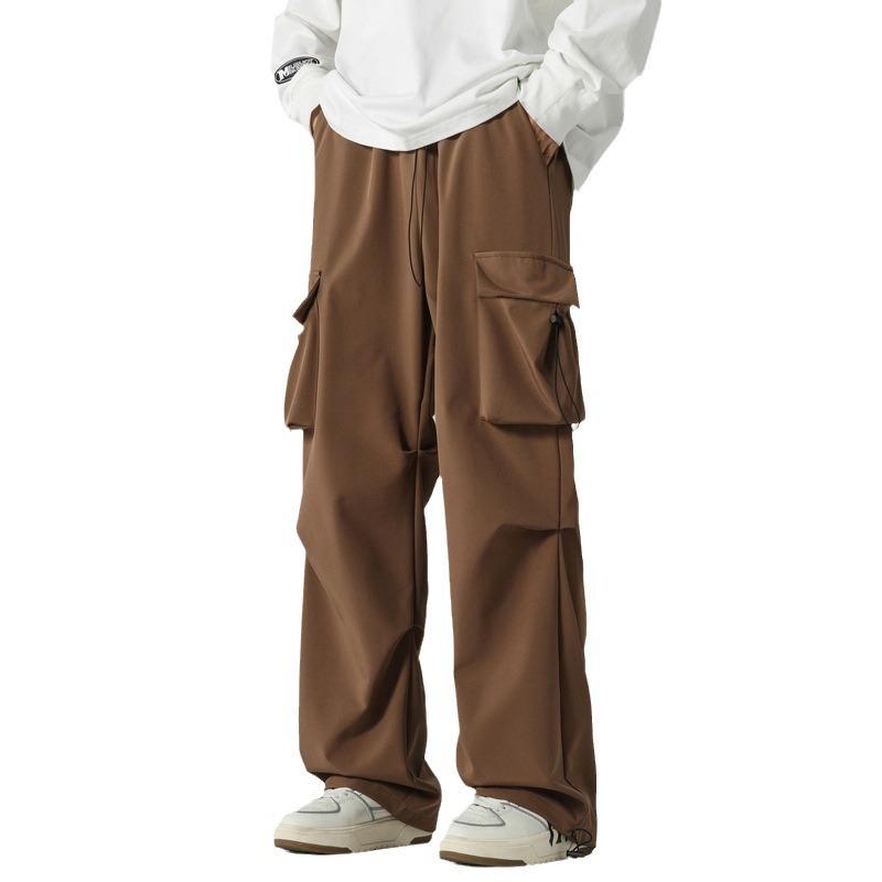 Overalls Men's Spring and Autumn Loose Straight Versatile Casual Pants Solid Color Sports Wide Leg Pants Boys