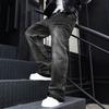 Popular American Retro Washed Old Gray Ink Splashing Scimitar Jeans Men's Trendy Brand Loose Wide-leg Pants