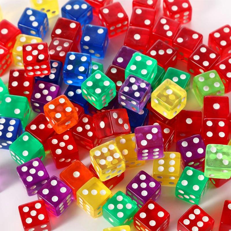 12Pcs 16Mm Transparent Dice For Board Games For Adullts Kids Acrylic Cubes Party Leisure Toys Juegos De Mesa Divertidos