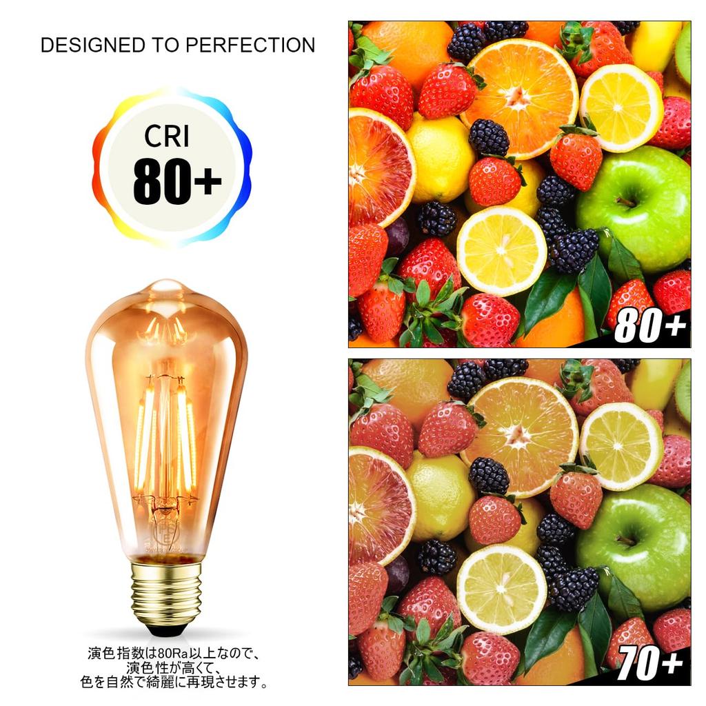 LVWIT E26 Base LED Filament Bulbs, 470LM, Edison Bulb (3.7W) Equivalent to a 40W ST64 Bulb, Warm White, 2700K, Brown, Retro Bulbs, Non-Dimmable, Pack