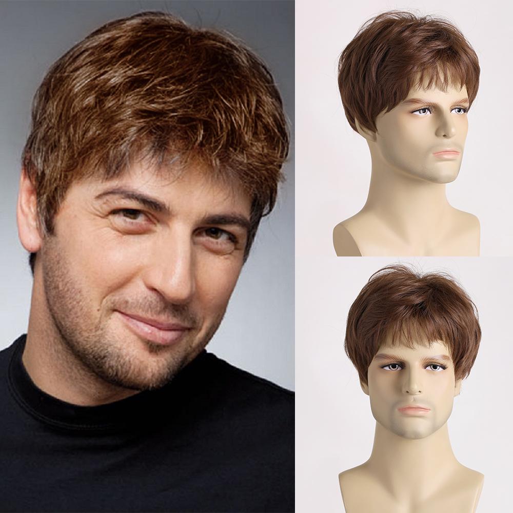 Kort Nat Krullend Haar Voor Mannen Jonge Mannen Hittebestendig Vezel Synthetische Pruiken 10inches&1pc