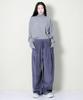 Deumakeu Wide-Fit Corduroy One-Pleat Elastic Pants Grayish Blue