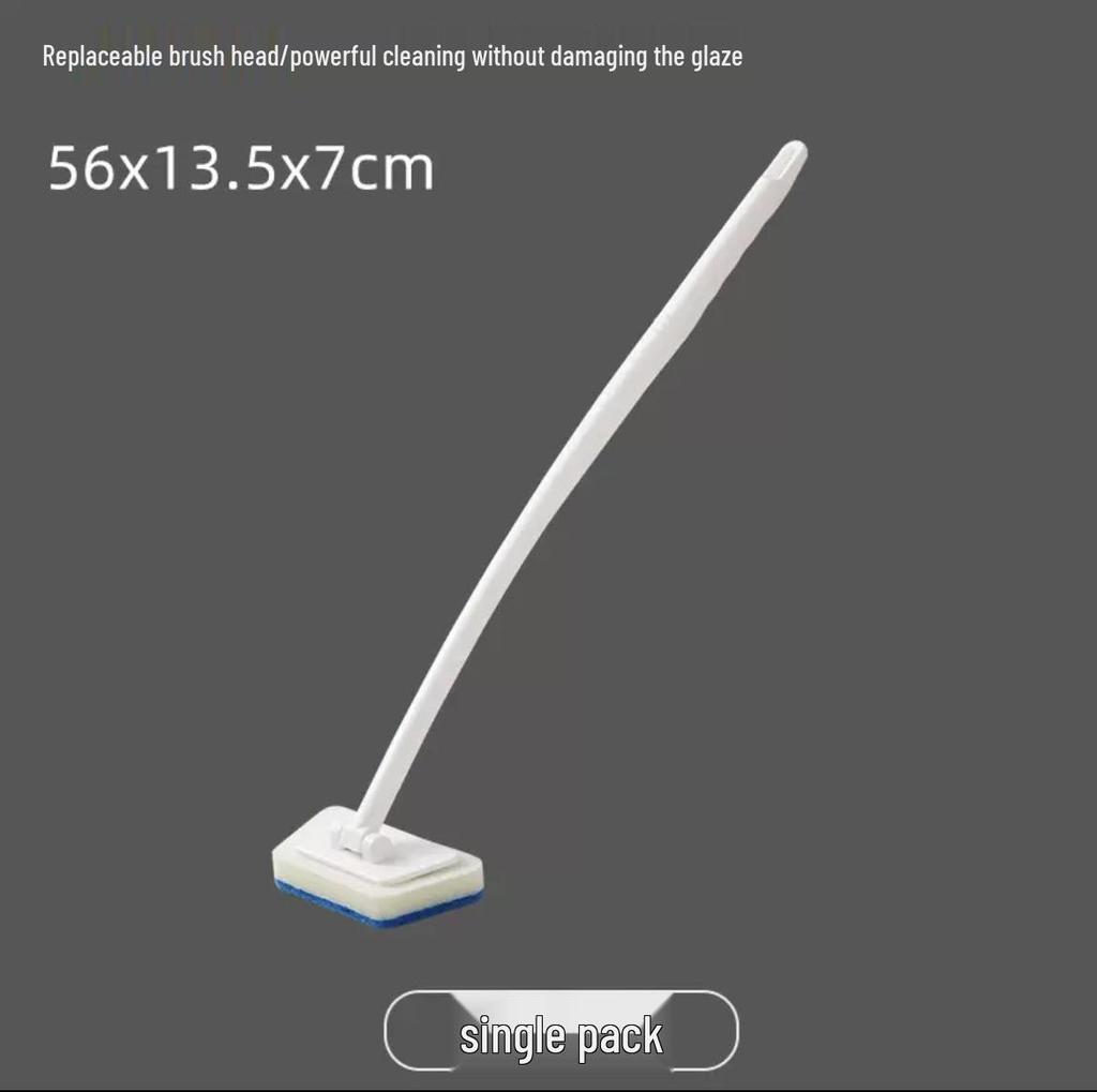 Multi-Functional Long Handle Bathroom Brush with Replaceable Head for Cleaning Bathtub, Tile, and Glass