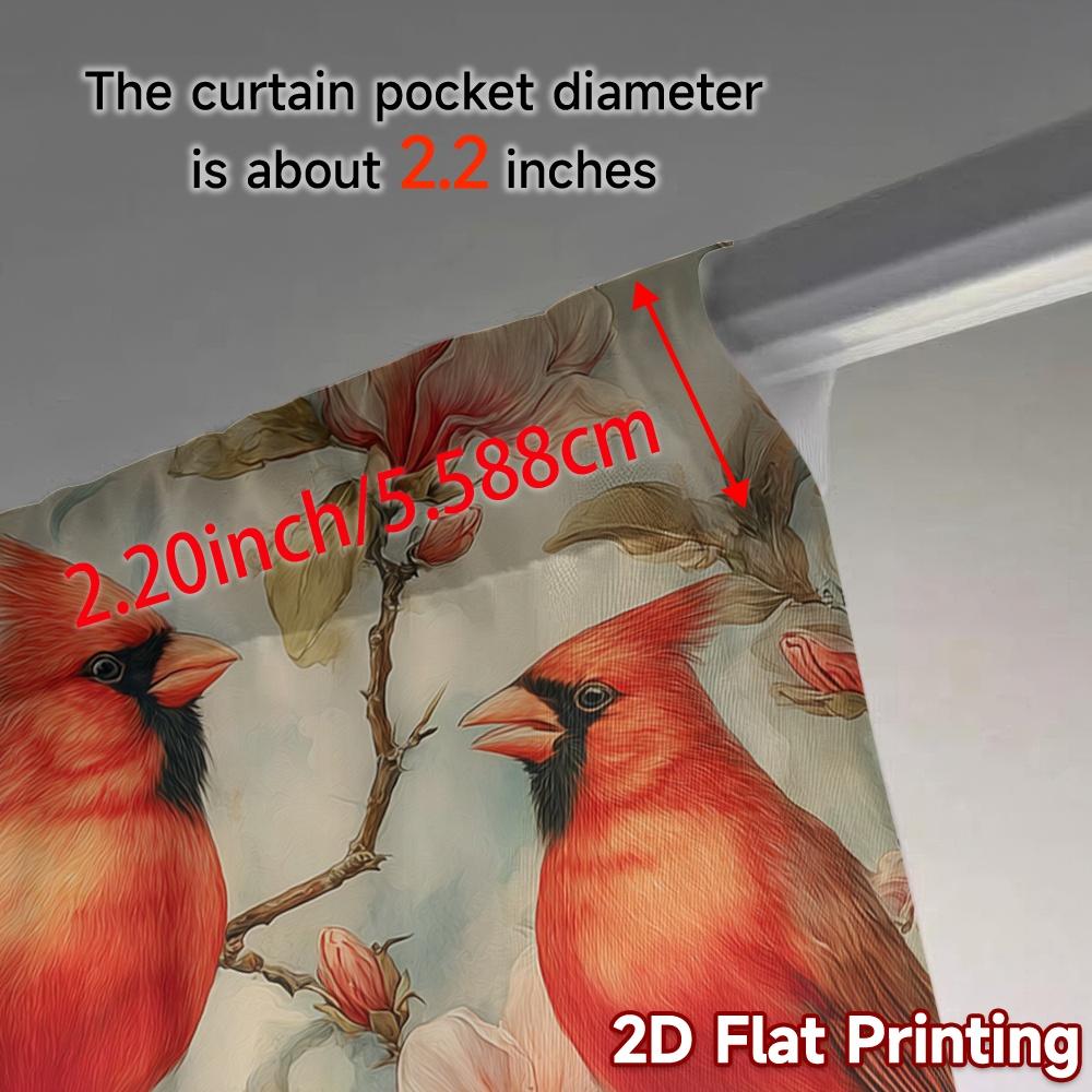 2D Flat Printing  JIT 2pcs   Curtains (Without Rod) Cardinal Blossoms(1) Popular Fashionable Curtains Durable 100% Polyester