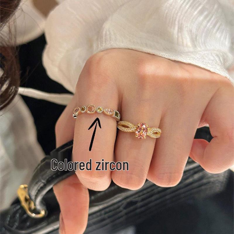 925 Sterlingsilber Unregelmäßiger Edelstein Damen Luxus Zeigefingerring - Nicht Verblassend, Verstellbar, Leichtes Nischendesign.