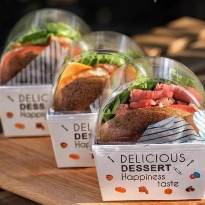 10Pcs Small Size Sandwich Wrapping Box Disposable Food Container Cake Toast Bread Hamburger Party Baking Supplies