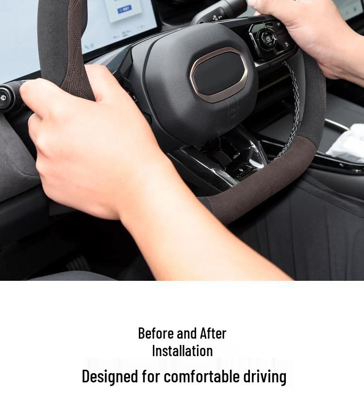 Lotus ELETRE/EMEYA Winter Steering Wheel Cover, Ultra-thin, Non-slip, Sweat-Absorbing, Flocking Handle