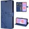 Coque pour Samsung Galaxy A37 5G, Protection Antichoc Anti-Rayures Cuir PU Bleu Marine Motif Fleur