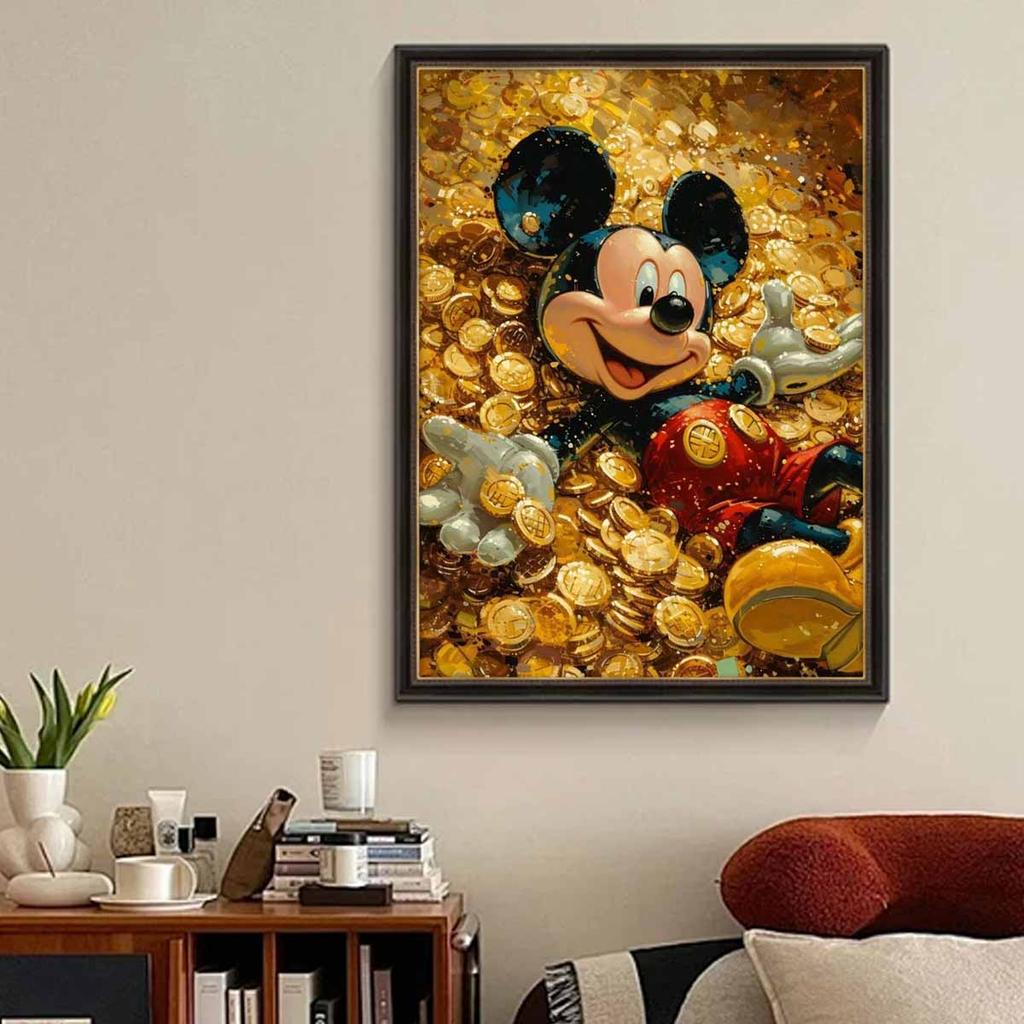 5D Diy Diamond Painting Mickey In The Pile of Gold Coins Full Drill Rhinestones Mosaic Embroidery Handmade Products Home Decor Gift