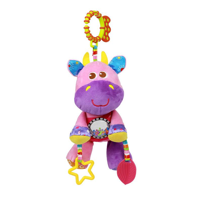 Aipinqi Colorful Baby Car Hanging Toy, 0-1 Year Old Animal Plush Bed Hanging Toy with Rattle, Newborn Soothing Doll