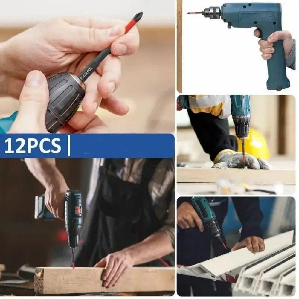 12 Pieces Non-Slip Magnetic Batch Head Electric Screwdriver Bits for Electric and Hand Drivers