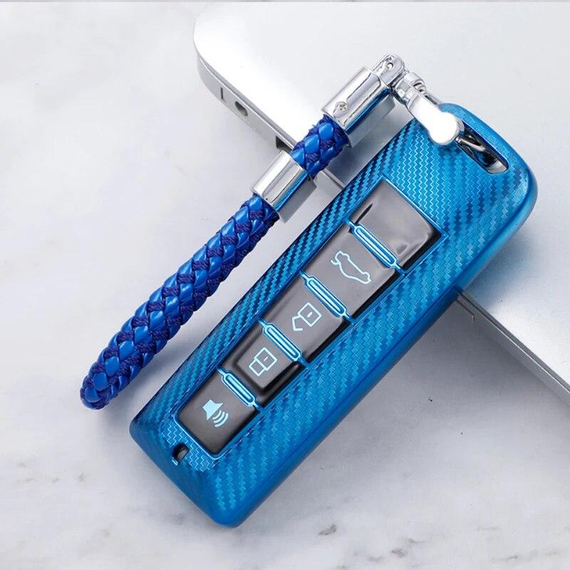 FOR Great Wall WEY Wey VV5 VV6 VV7 A1 A3 A4 A5 A7 A8 Car Smart Key Case TPU Carbon Fiber Protector Bag Fob Cover Keychain