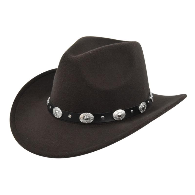 New Ethnic Minority Woolen Western Cowboy Top Hat Men and Women Couple Jazz Hat Hemming Europe and America