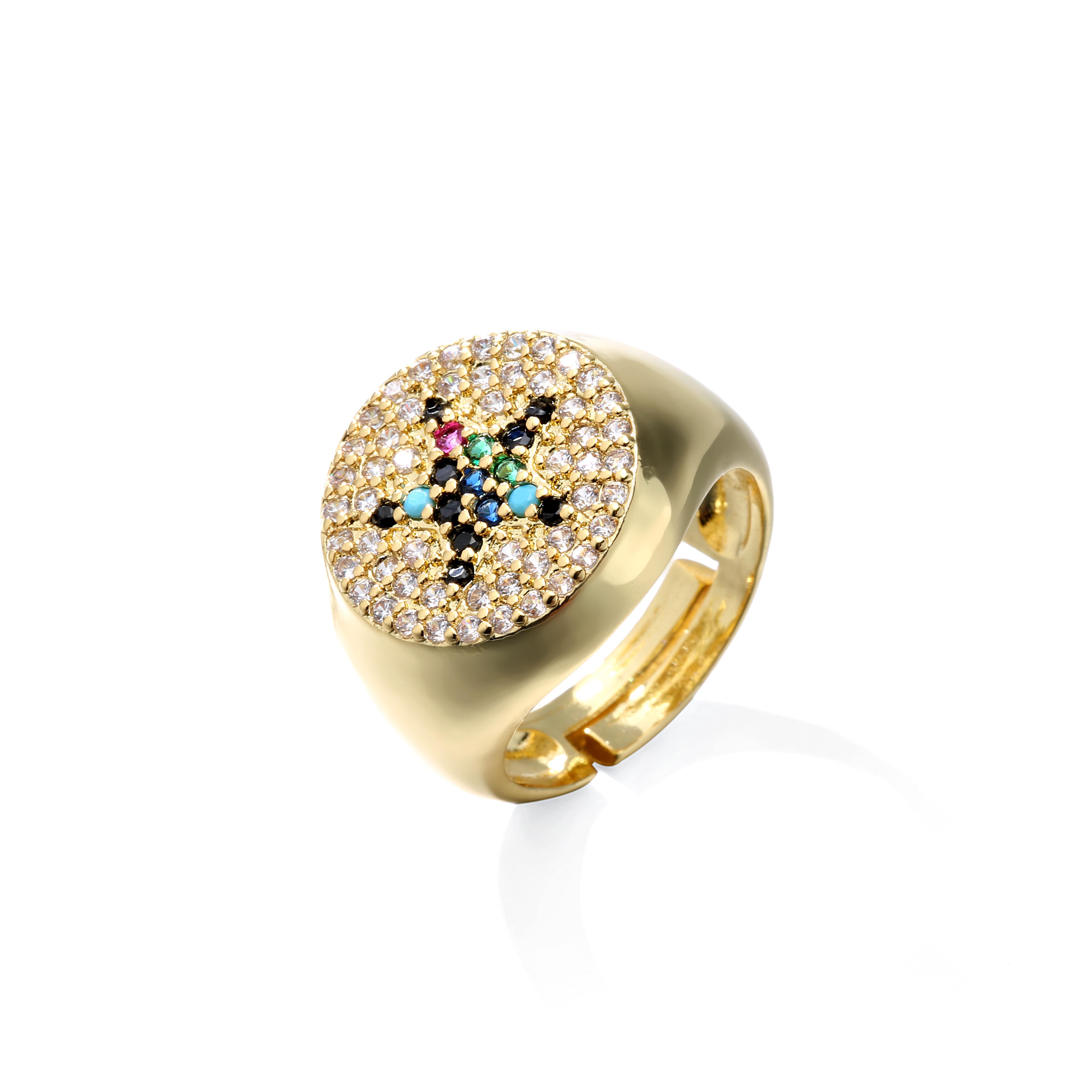 

HECHENG,Colorful Crystal Bud Bague Rings For Women Gold Color ,Wholesale,Wedding Bands Elegant Zircon resizable мідний