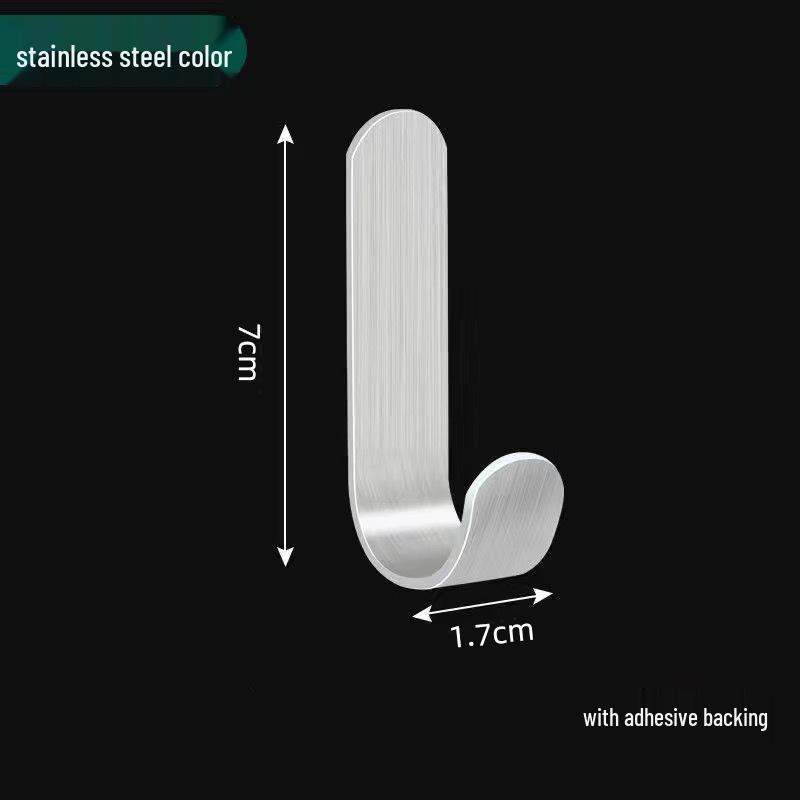 

J-Shaped Adhesive Hook: No-Drill, No-Trace for Coats, Hats, Kitchen, and Bathroom Doors