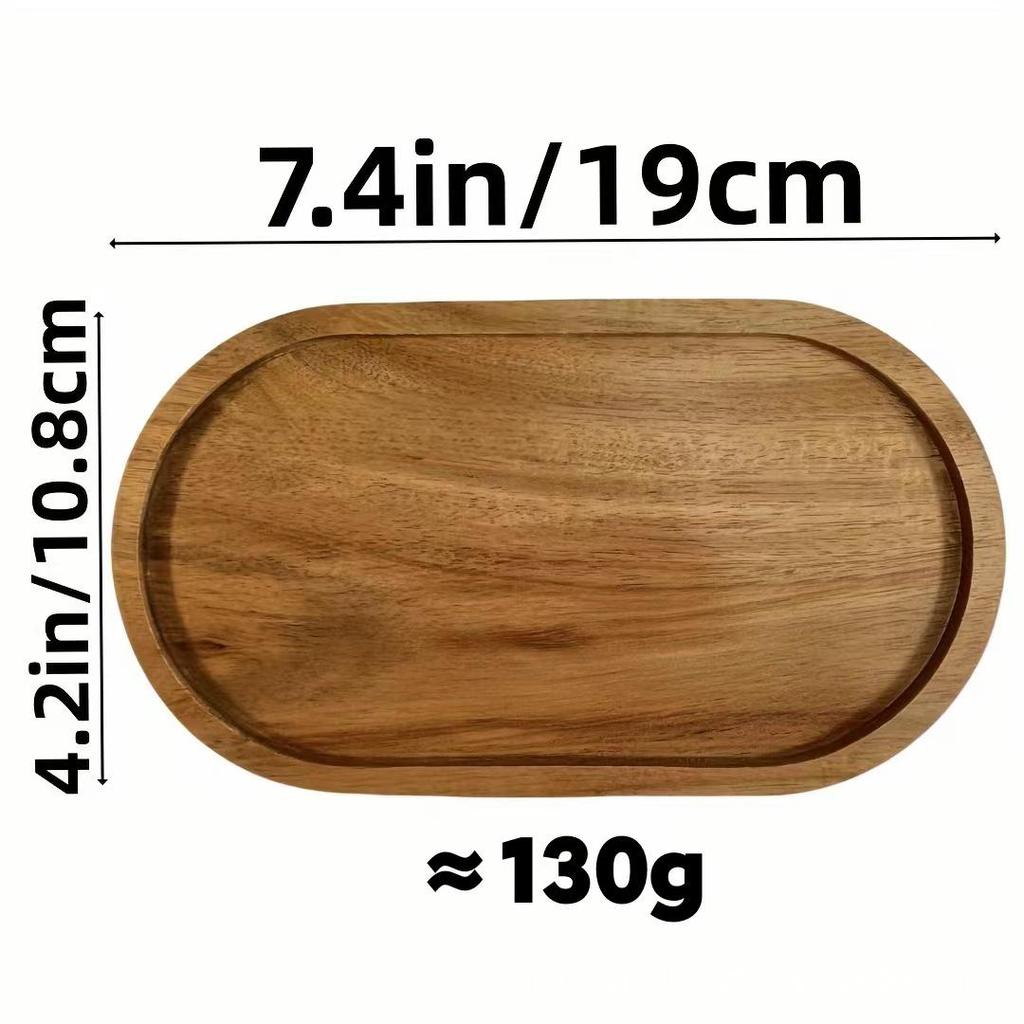 Japanese Acacia Wood Tray: Rectangular Plate, Fruit/Snack Dish, Oval Breadboard, Teacup Saucer