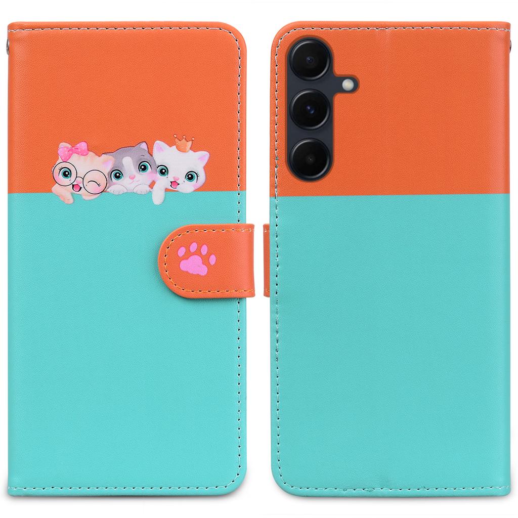 Cartoon Pet Series for Samsung Galaxy A55 5G Wallet Case Splicing Leather Phone Cover