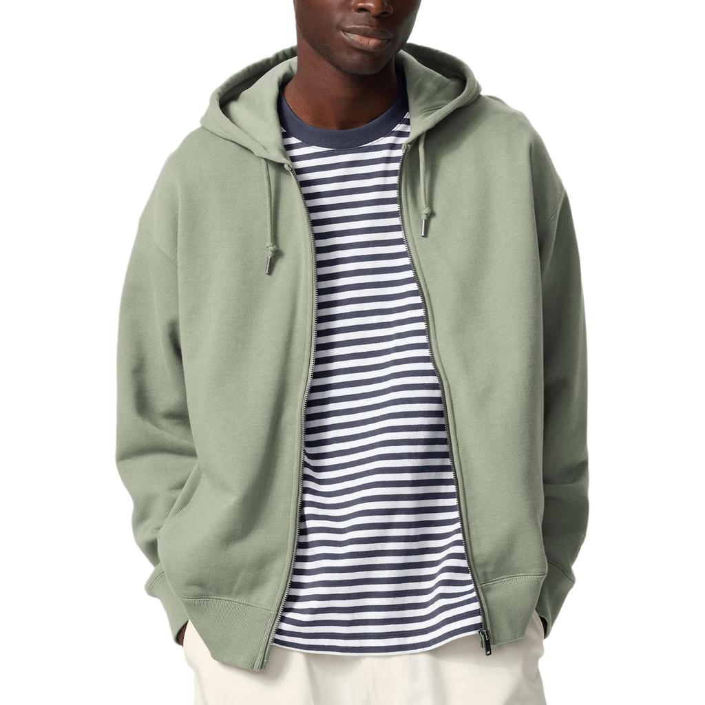 Uniqlo X JW Anderson Collaboration SS25 Solid Color Embroidered Logo Zipper Loose Fit Hoodie Unisex hoodies Green 476229-53