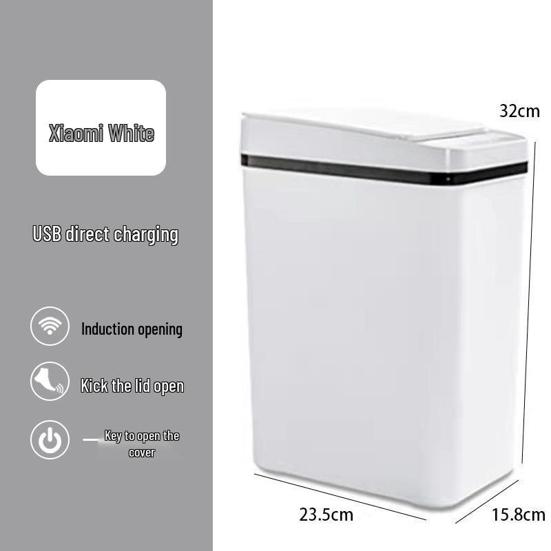 Automatic Smart Sensor Trash Can with Logo for Home, Living Room, Bedroom, & Bathroom