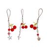 Lovely Handmade Cherry Bead Keychain Colorful Beaded Keychain Elegant Phone Lanyard Fashionable Camera Charm String