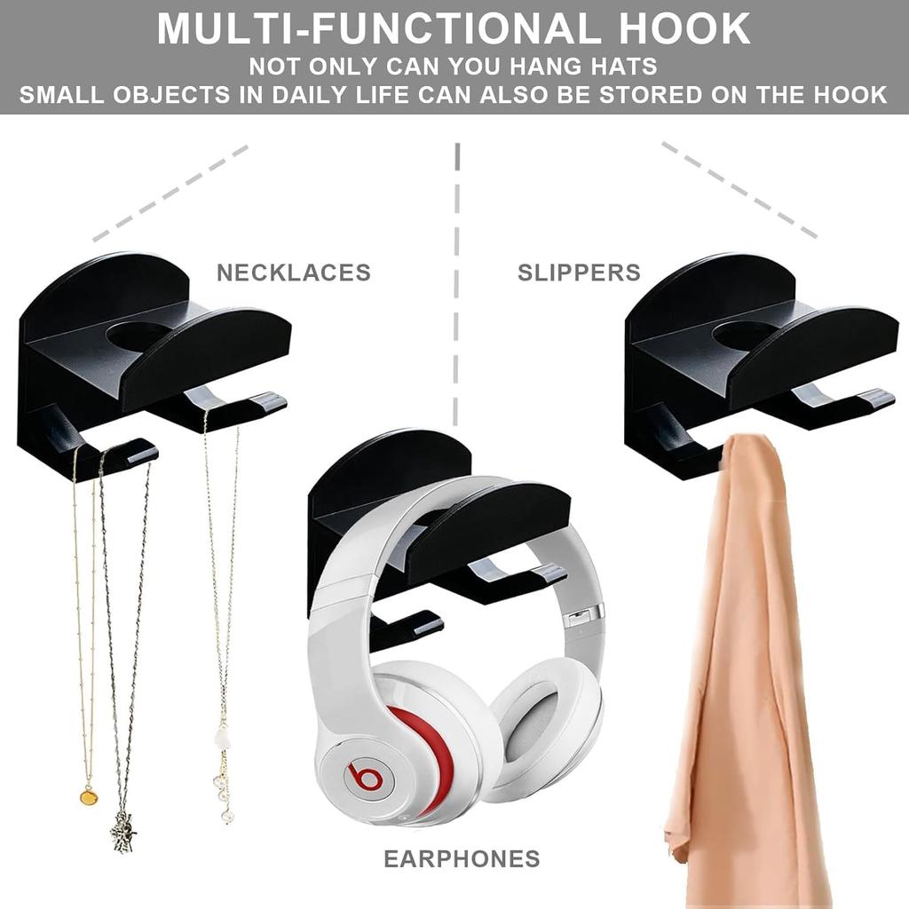 Clino 20 Pack Adhesive Hat Hooks, No Drilling Required, Durable and Stable Hats Rack, Home Organizer Hook, Cap Storage Display Hanger for Walls,