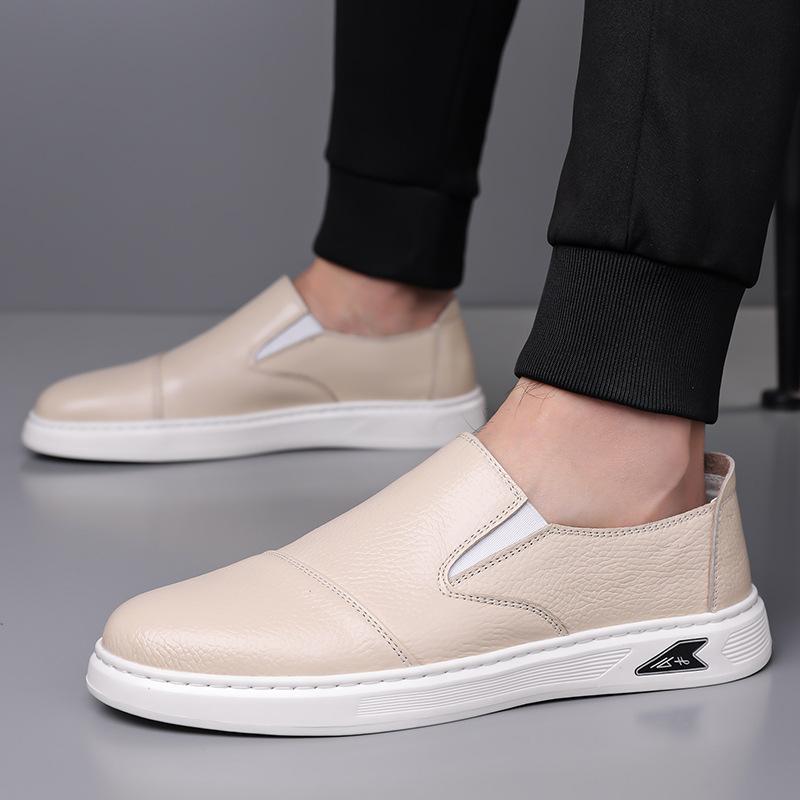 New Shoes for Men Genuine Leather Casual Shoes Leisure Flat Shoes Soft Cow Leather Slip-on Loafers