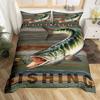 Pike Fish Bedding Striped Bass Big Pattern Hunting and Fishing Themed Duvet Cover for Kids Boys BedRoom Decorations for Teens