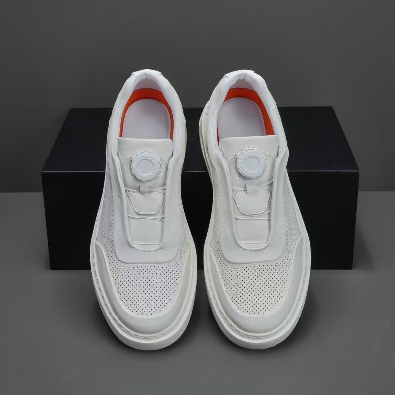 Cross-Border Boys High-End Light Luxury White Board Shoes Men'S Small White Shoes Hollow Breathable Men'S Shoes Thick Sole Men'S Leisure