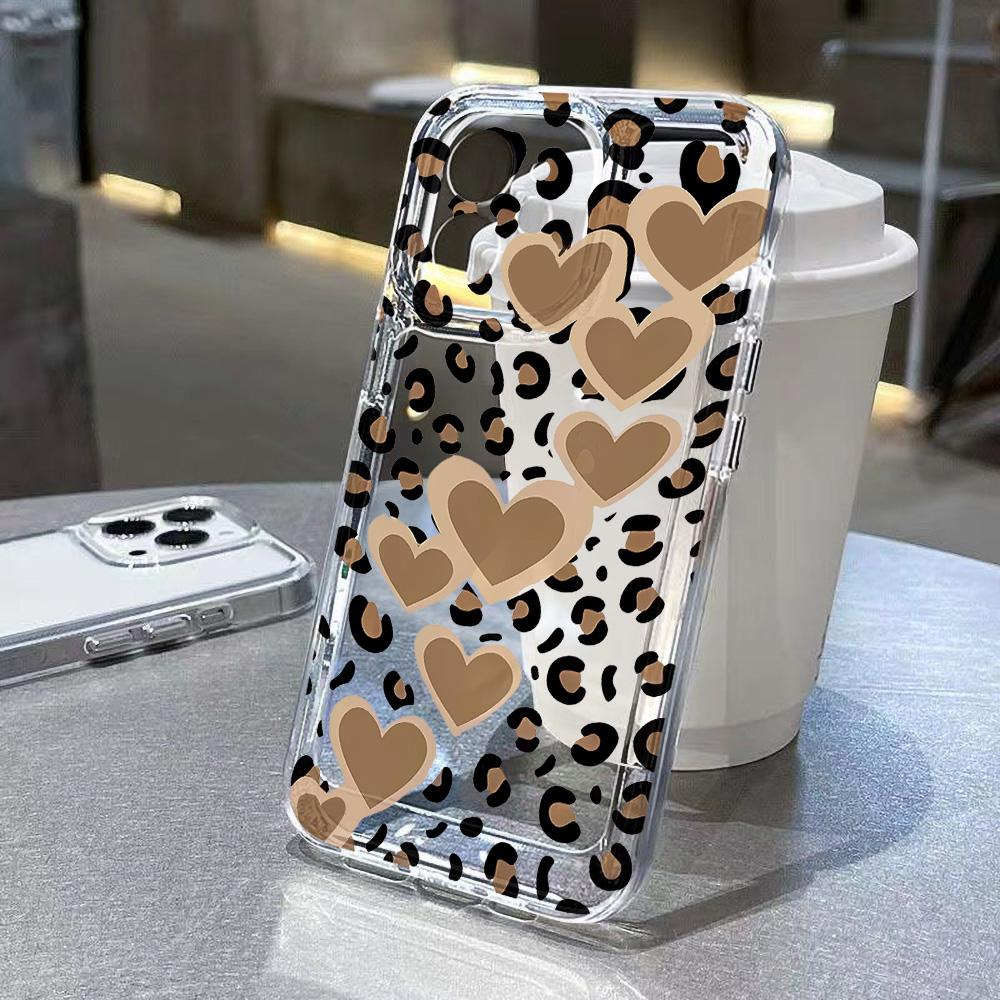 Fashion Leopard Pattern Stars Clear Phone Case For iPhone 17 16 15 14 13 12 11 15 Plus Pro Max X XR XS Max 16e 17 Air Soft Cover
