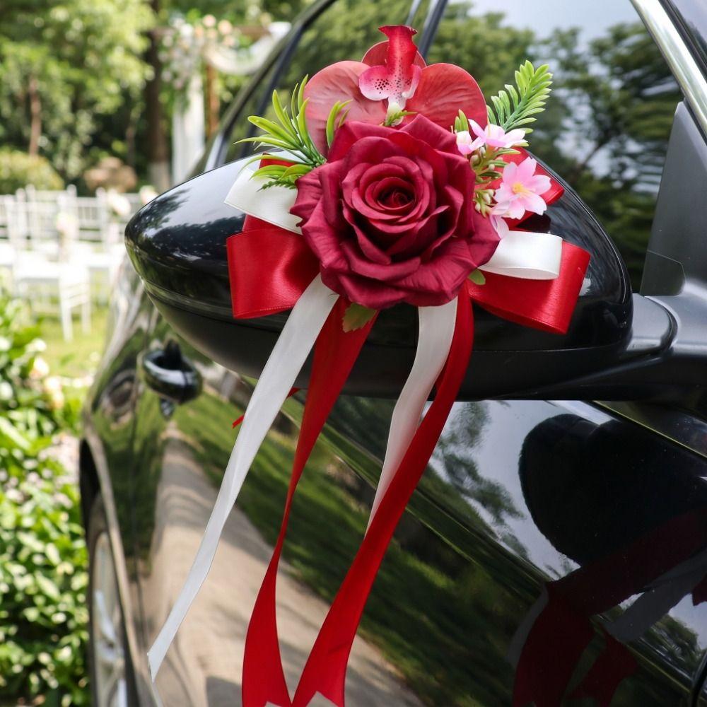 Simulation Rose Artificial Rose European Style Car Decoration Rearview Mirror